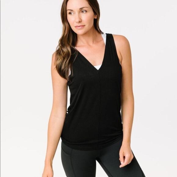 NWT Zyia Active Black Fancy V Athletic Athleisure Tank Top Size Small - Picture 2 of 11